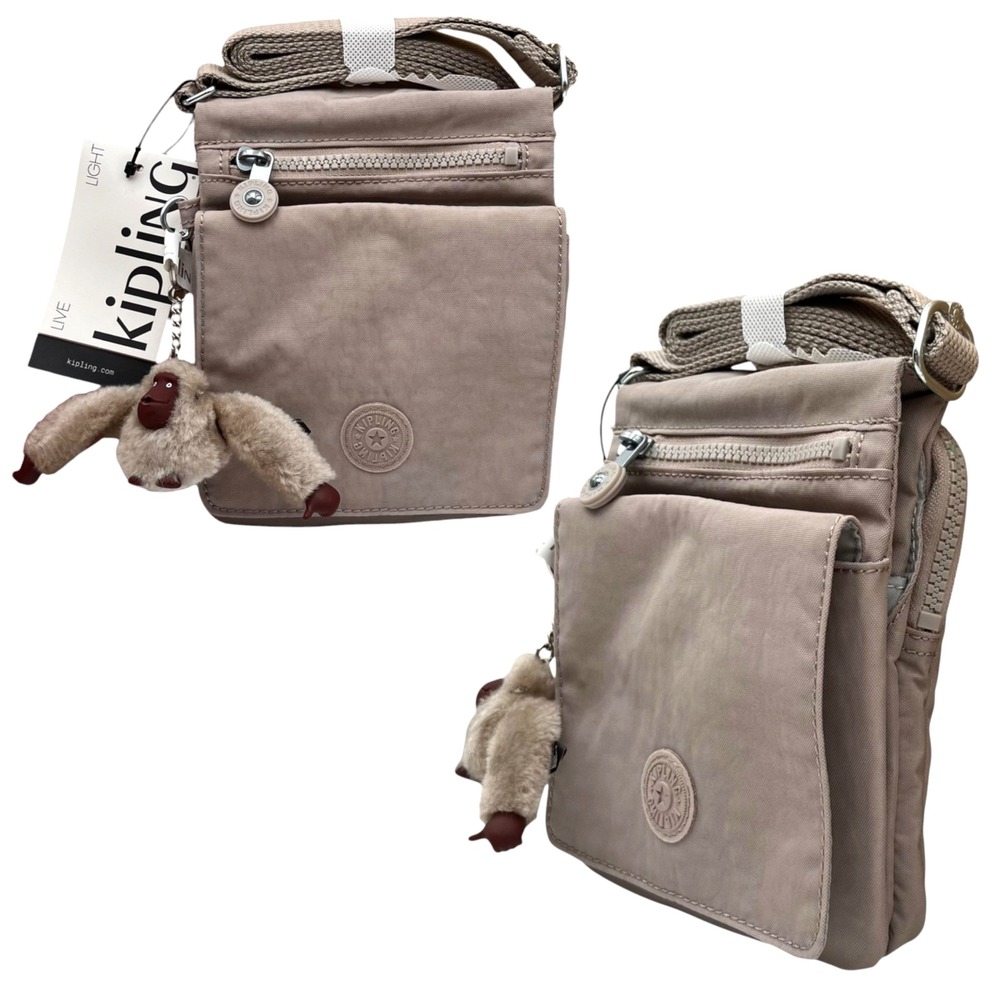 Kipling Eldorado Women's Small Nylon Crossbody Bag Tan Beige Water Resistant